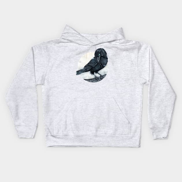 Vampire's Crow in the mist Kids Hoodie by Brayanamis